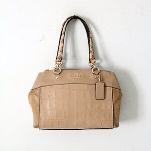 Coach Brooke Carryall Bag in Embossed Leather and Suede Trim